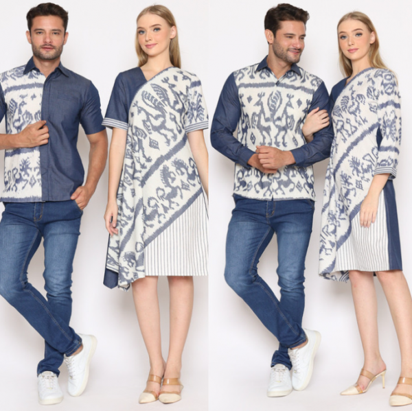 Baju dengan kombinasi batik dan denim yang unik